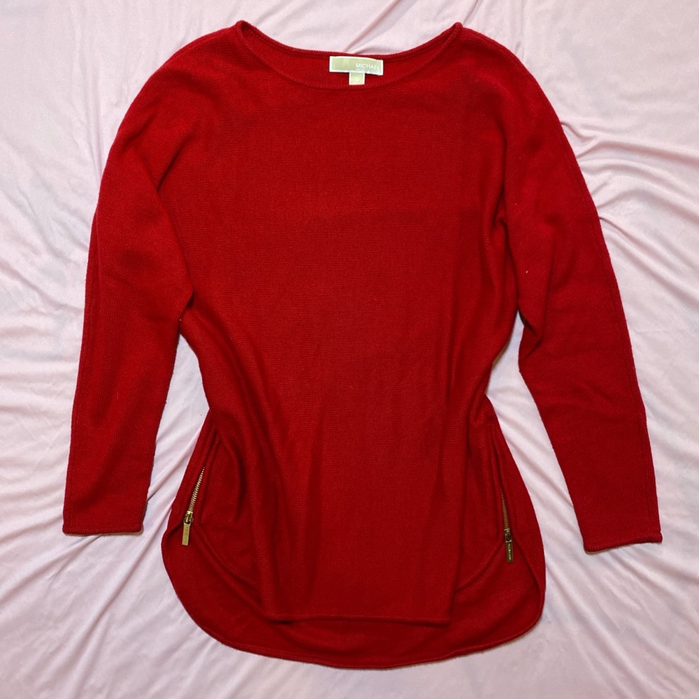 Michael Kors Red Sweater Gold Details